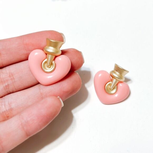 Heart stud earrings M171 - Picture 5 of 6